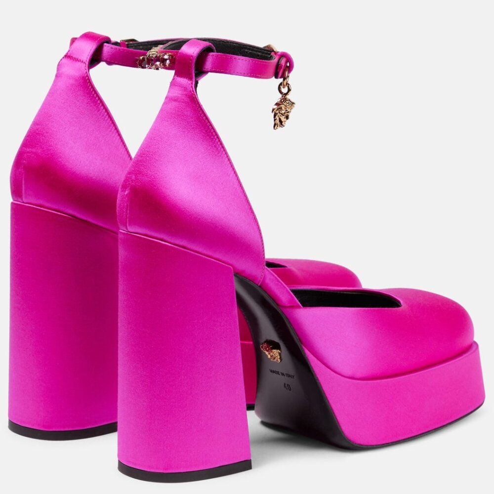 NEW Versace Medusa Aevitas pink satin platform pumps sz 7 $1,175 - Picture 6 of 16